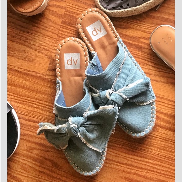 DV by Dolce Vita Shoes - dv Desirae Espadrilles Cotton Blue Denim Mules